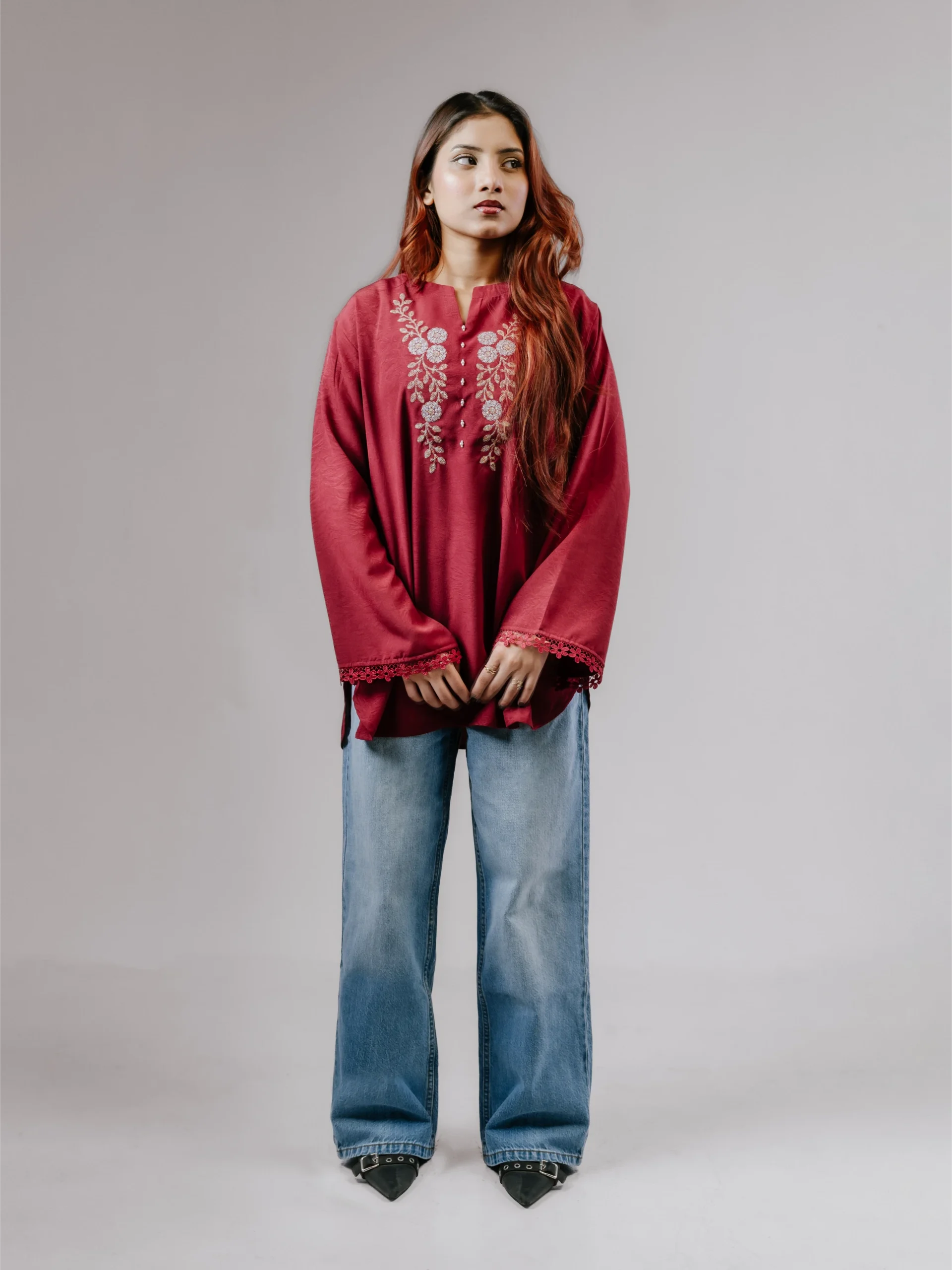FOGGY BLUE WIDE-LEG JEANS - Image 2