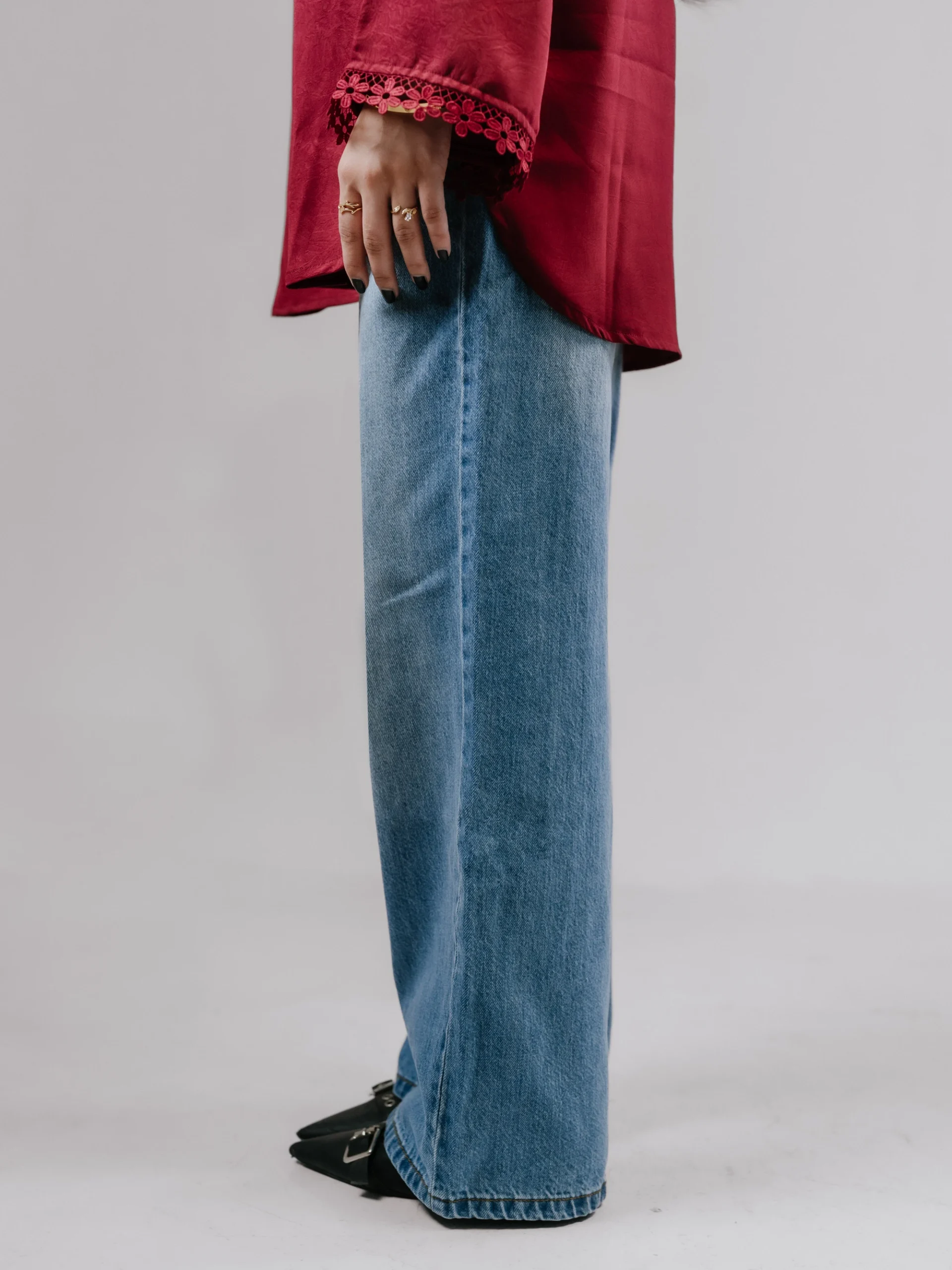 FOGGY BLUE WIDE-LEG JEANS - Image 5