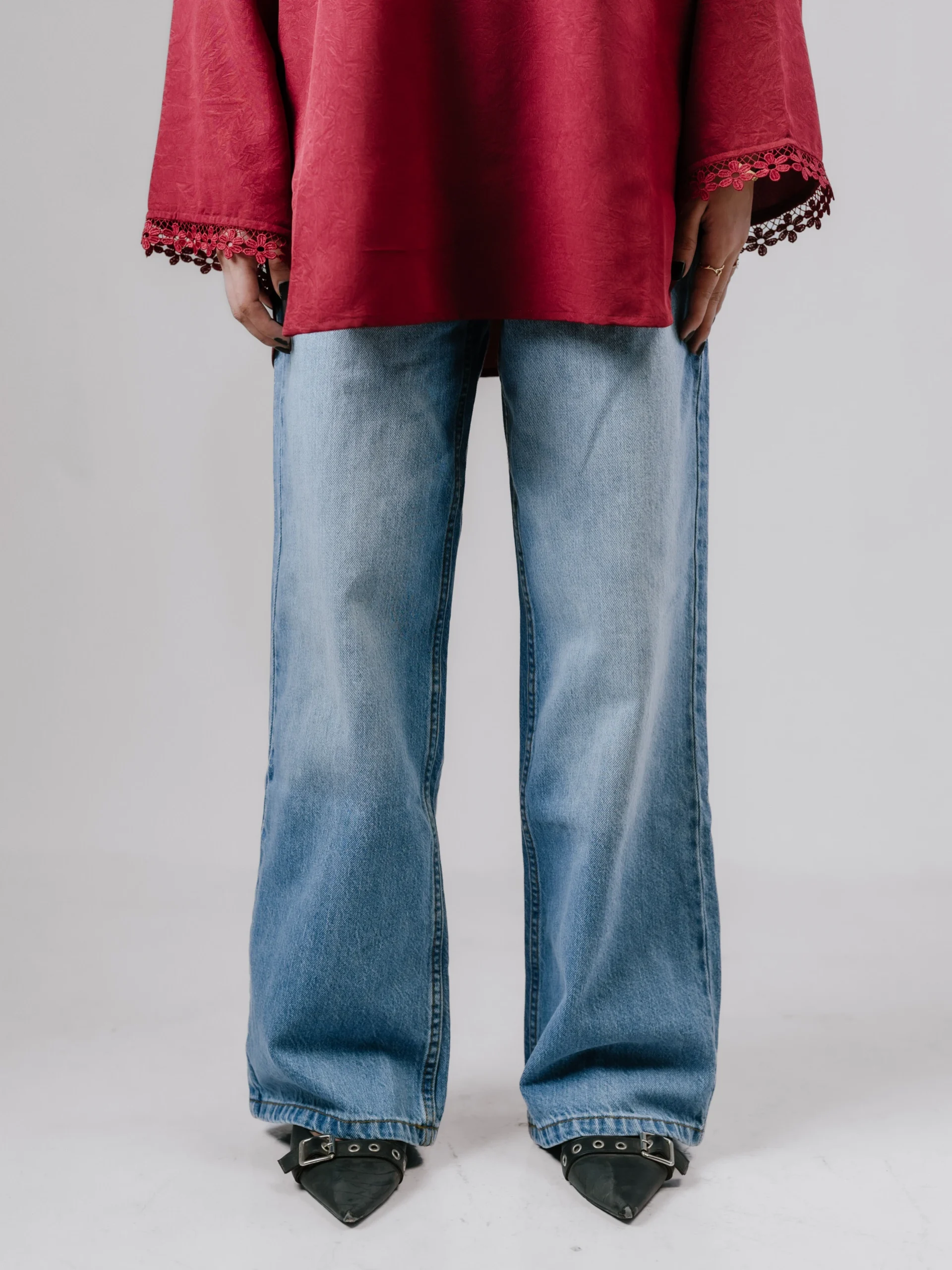 FOGGY BLUE WIDE-LEG JEANS - Image 3