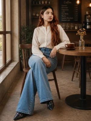 FOGGY BLUE WIDE-LEG JEANS