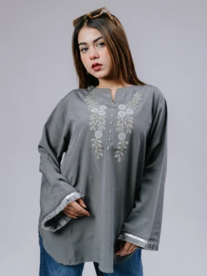 PEARL ASH RELAXED FIT EMBROIDERED TUNIC