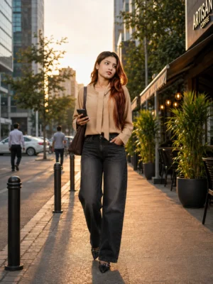CHARCOAL ROSE RELAXED FIT HIGH-RISE JEANS